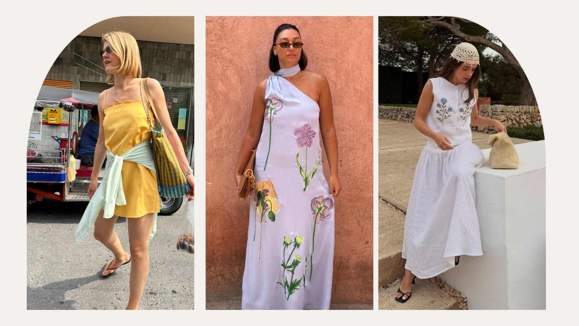 Influencers Tegan Frances, Tia Dewitt and Amalie Nielsenn wearing 2026 colour trends. 