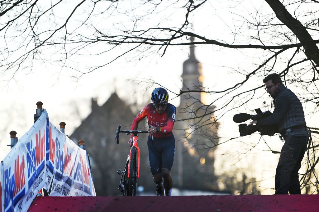 NAMUR BELGIUM DECEMBER 17 Thomas Pidcock of The United Kingdom and Team INEOS Grenadiers competes during the 14th UCI CycloCross World Cup Namur 2023 Mens Elite on December 17 2023 in Namur Belgium Photo by Luc ClaessenGetty Images