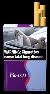 Proposed image as it would appear on a cigarette package.