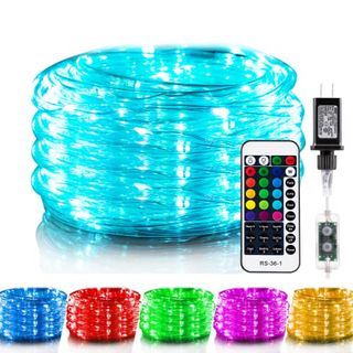 Minetom Color Changing Rope Lights: Outdoor String Lights With Plug & Remote | Twinkle Outdoor Christmas String Lights for Bedroom, Halloween String Lights for Outside Wedding Christmas, 16 Colors