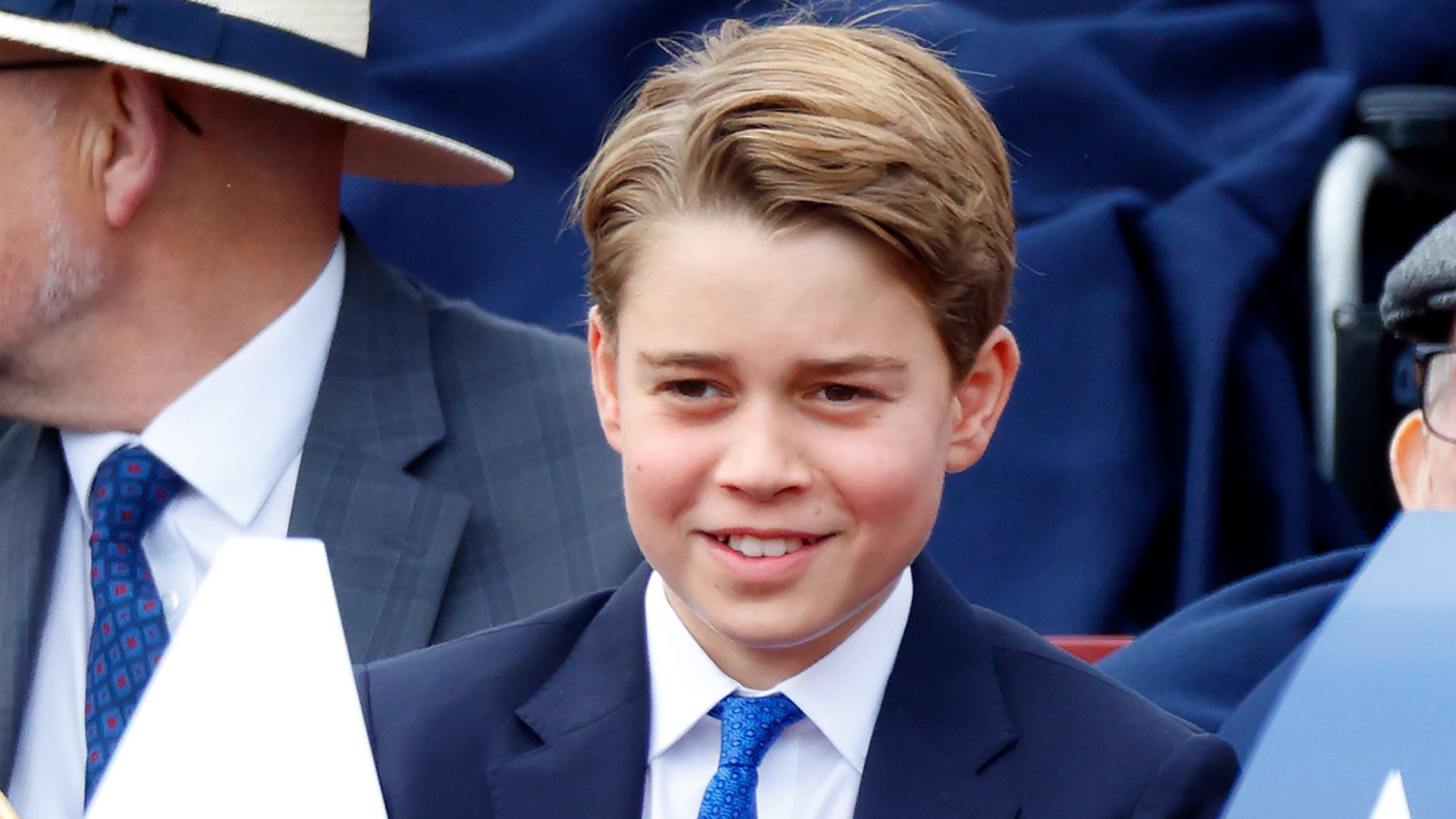 Prince George attends a military procession, down The Mall, to mark the 80th anniversary of VE Day on May 5, 2025
