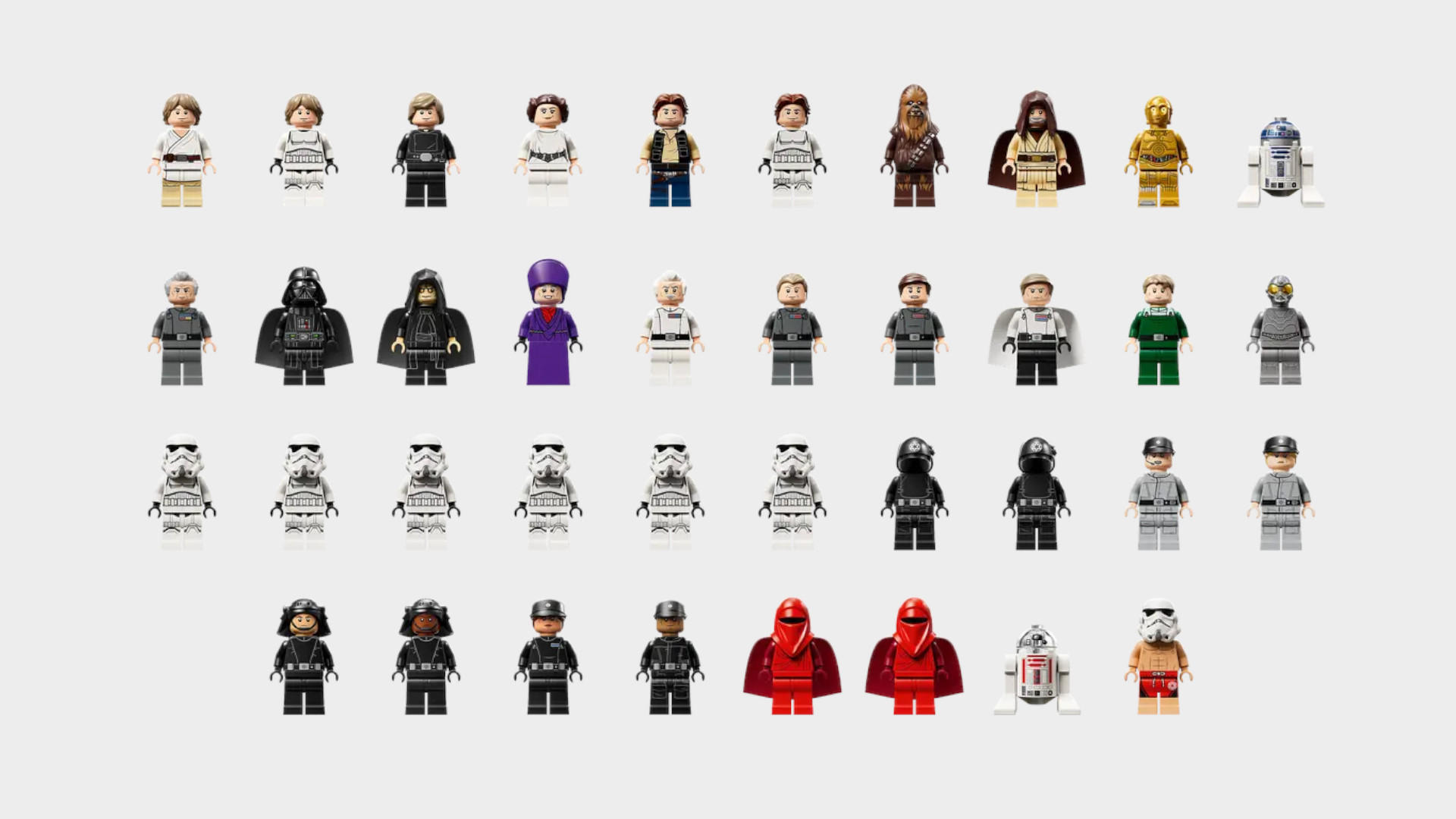 Lego Death Star set minifigures against a plain background