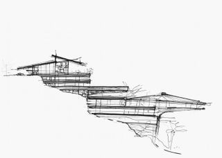 A sketch by Roberto Minotti of the resort he created to present the company’s 2020 collection