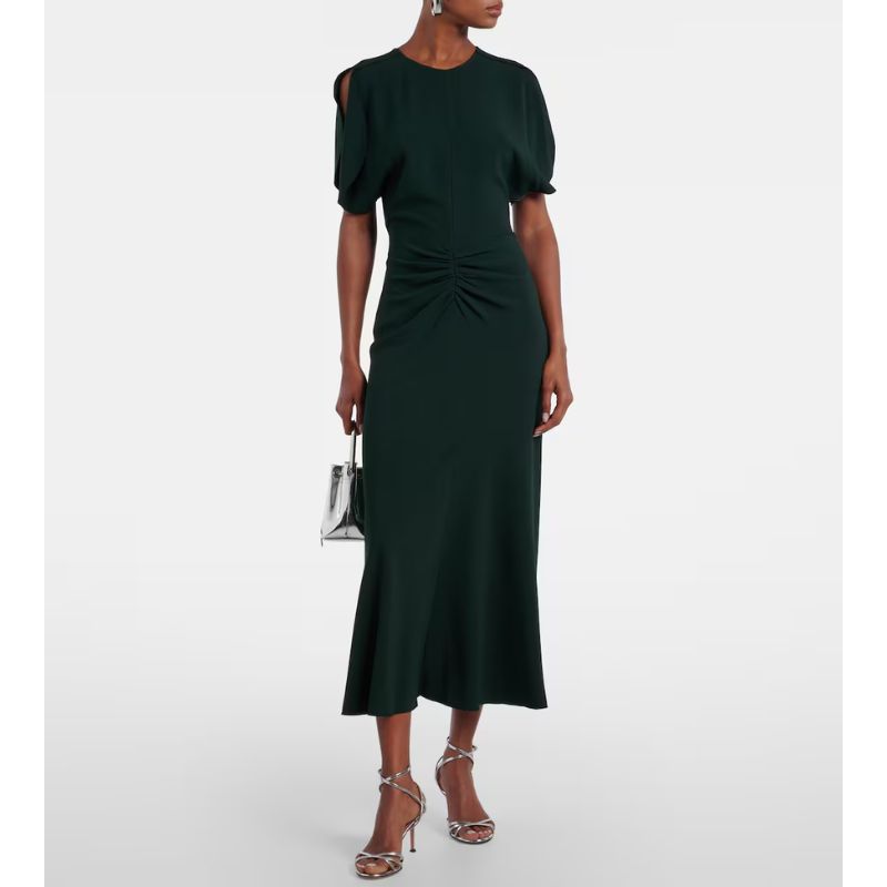 Victoria Beckham gathered midi dress on model