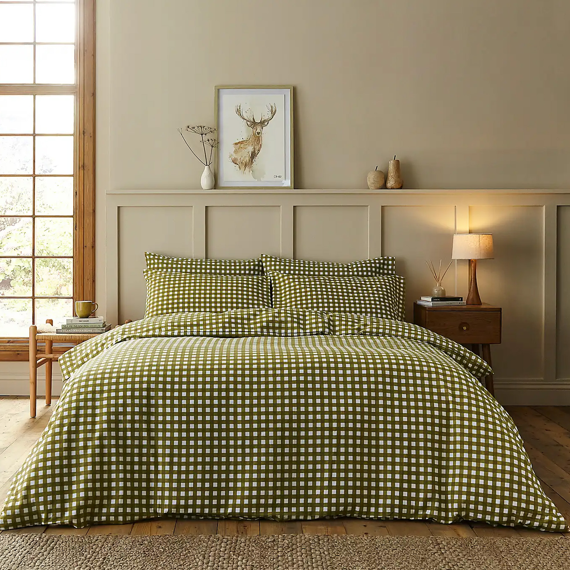 Dunelm Maeva Gingham 100% Brushed Cotton Duvet Cover &amp;amp; Pillowcase Set in Spiced Pear