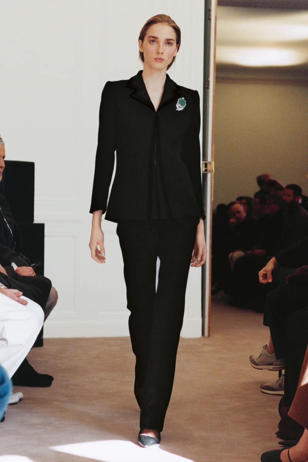 The Row model walks the Winter 2026 runway during Paris Fashion Week