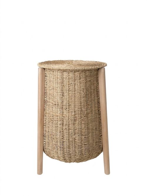 John Lewis Woven Seagrass and Wood Laundry Basket, Natural