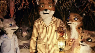 A still from the movie Fantastic Mr Fox of Mr Fox and his family in their pyjamas.
