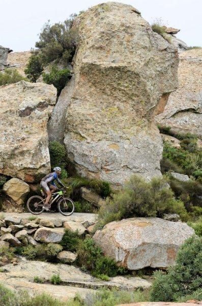 Second placed Mannie Heymans on the big climb of the day.