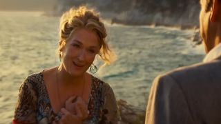 Meryl Streep sings in front of the ocean in Mamma Mia!