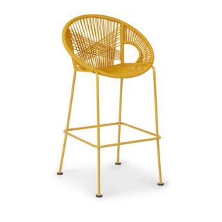 A bright yellow bar stool