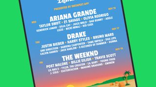 Instafest app showing festival lineup