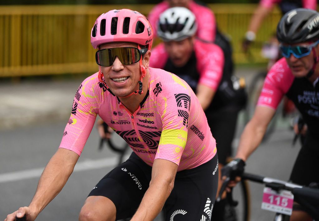 Rigoberto Uran rides during his farewell cycling race after announcing his retirement from professional cycling in Medellin