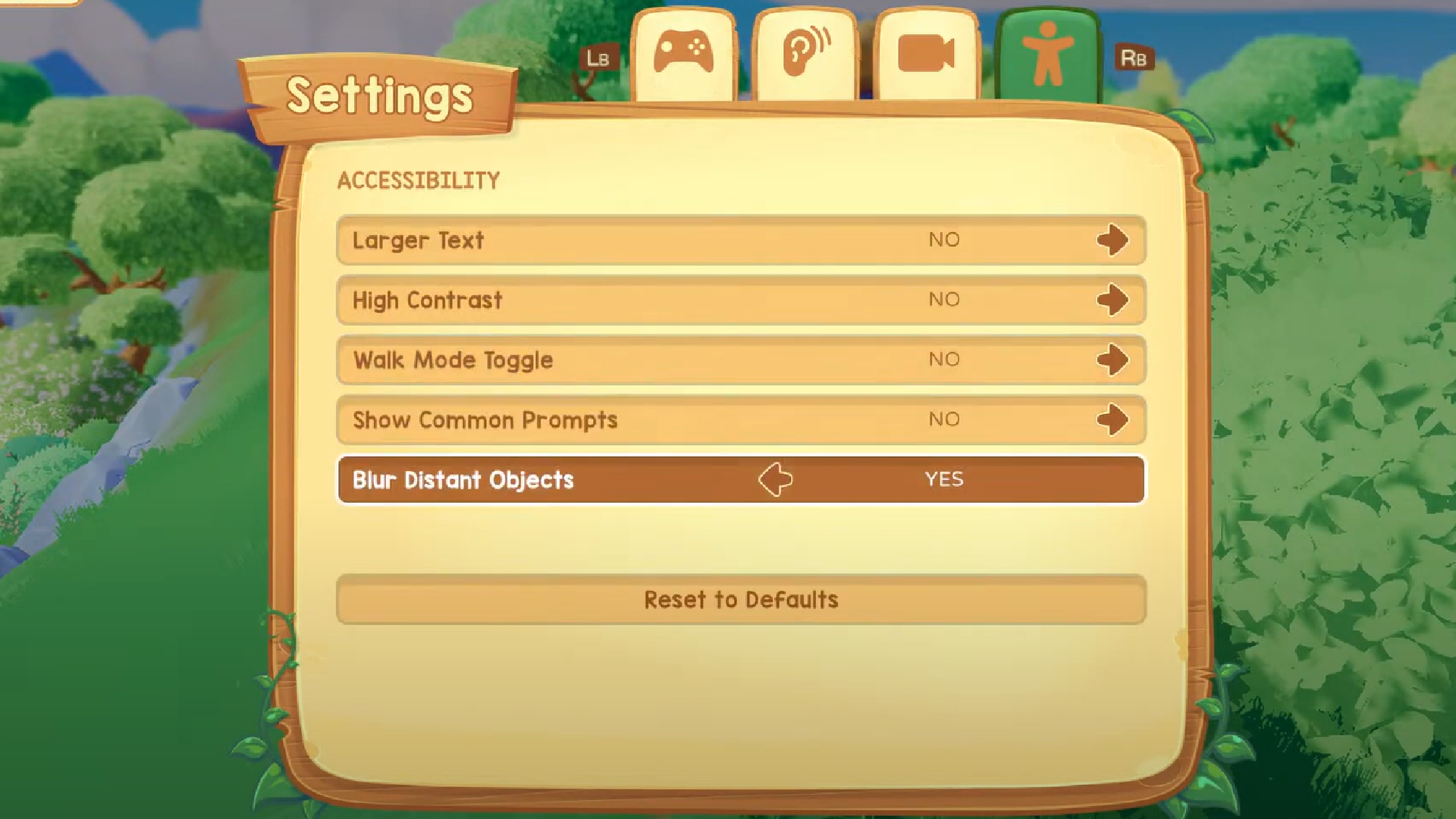 Paleo Pines Accessibility menu