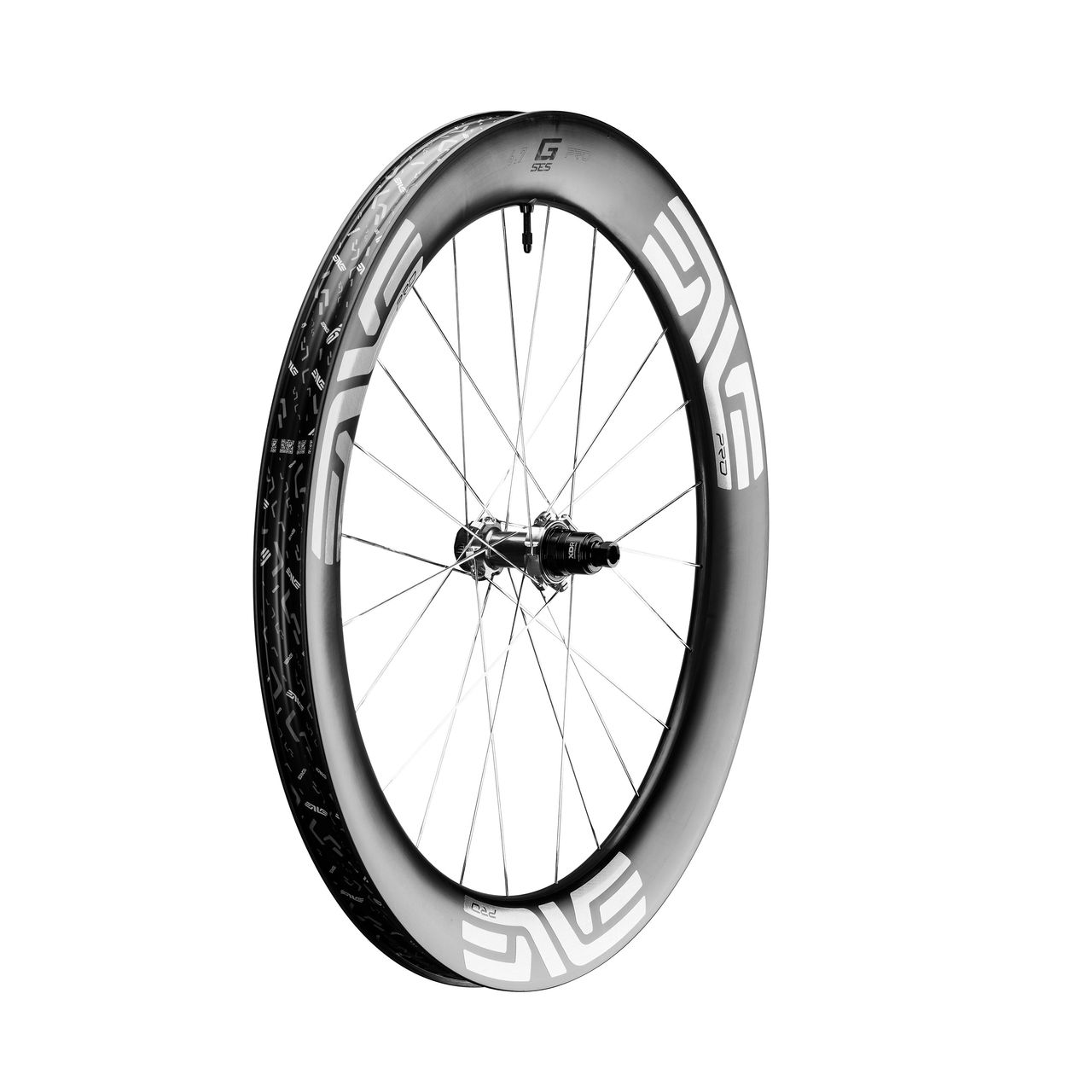 An Enve SES 6.7 Pro rear wheel