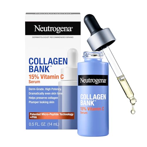 Amazon.com: Neutrogena Collagen Library 15% Vitamin C Face Serum, Vitamin C Serum Face Helps Build Collagen to Glowing, Full-looking Skin, Uneven Skin Tone, Free Scent, 0.5 FL. Ounce: Beauty and Personal Care