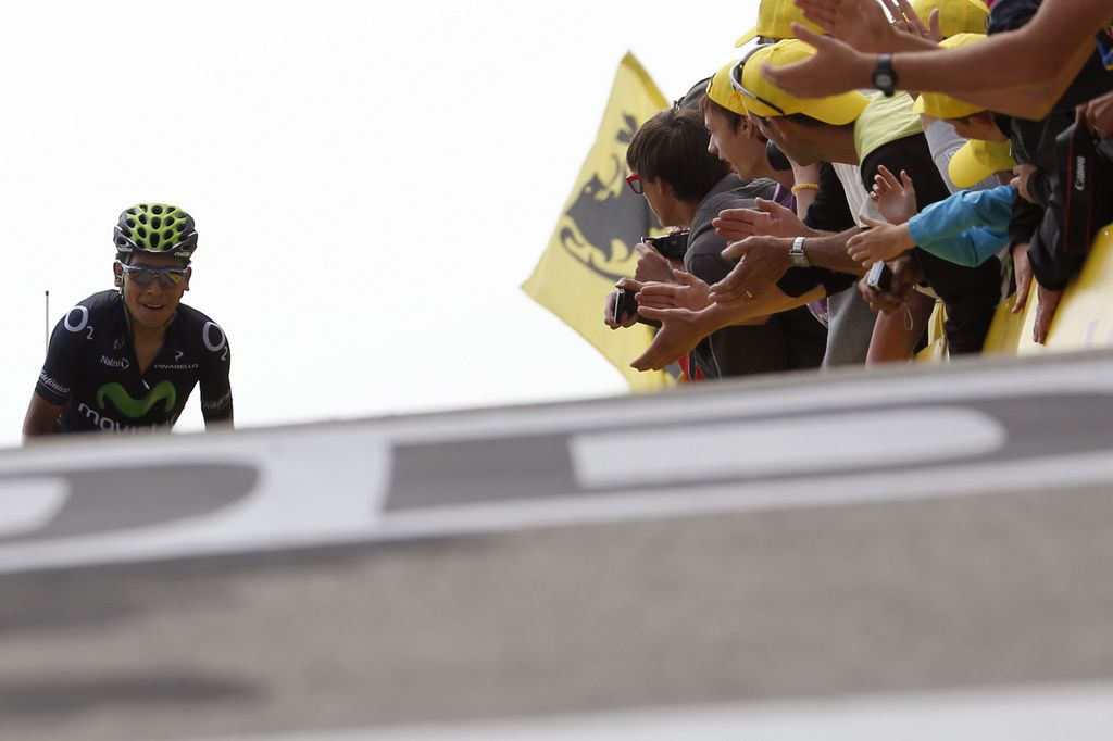 Nairo Quintana approaches the line to finish second in 2013
