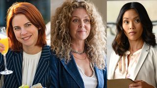 (L to R) Dani Kind as Anne Carlson, Juno Rinaldi as Frankie Coyne, and Jessalyn Wanlim as Jenny Matthews in Workin' Moms