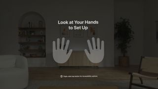 Hand tracking setup on Vision Pro.