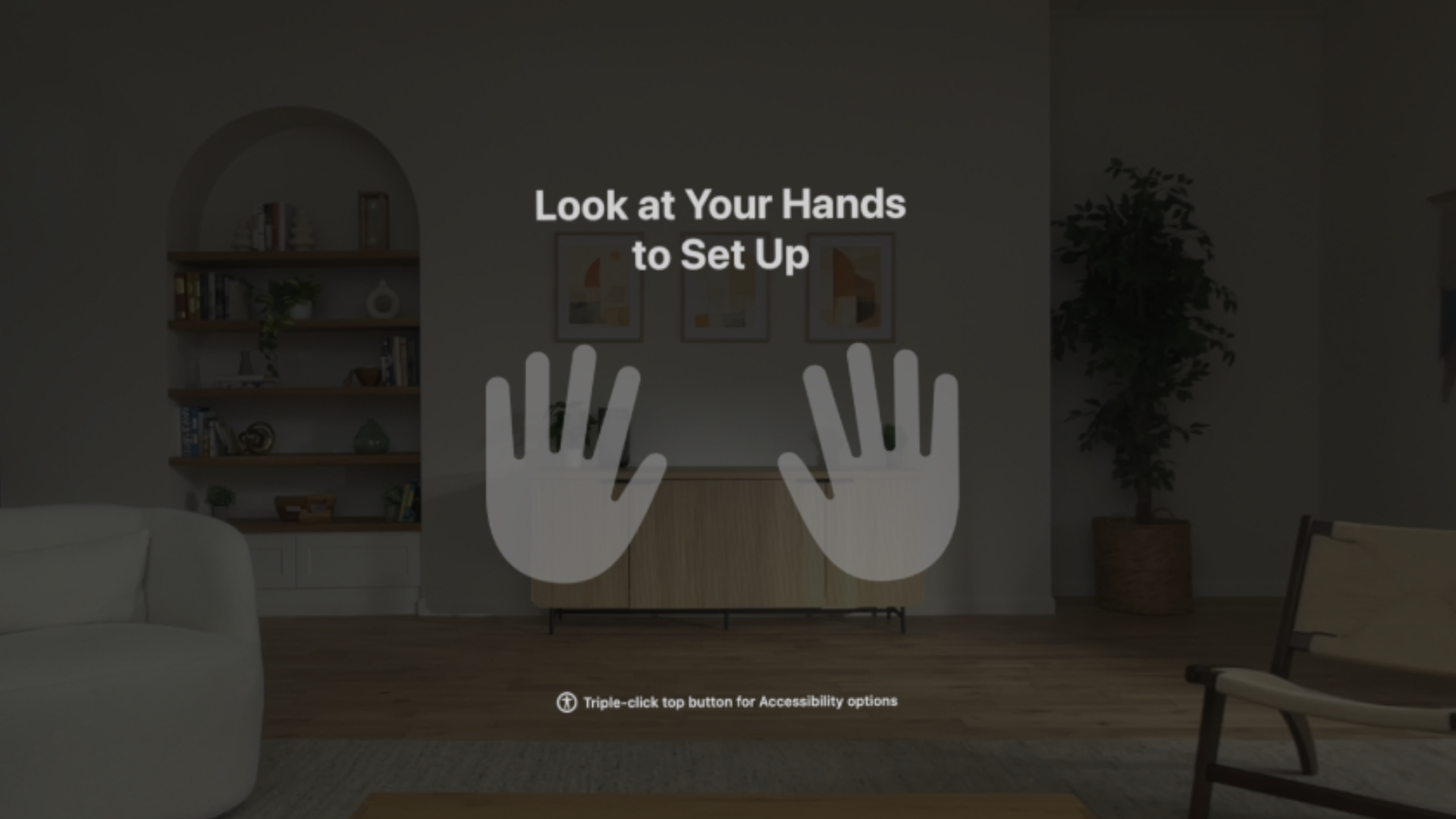 Hand tracking setup on Vision Pro.