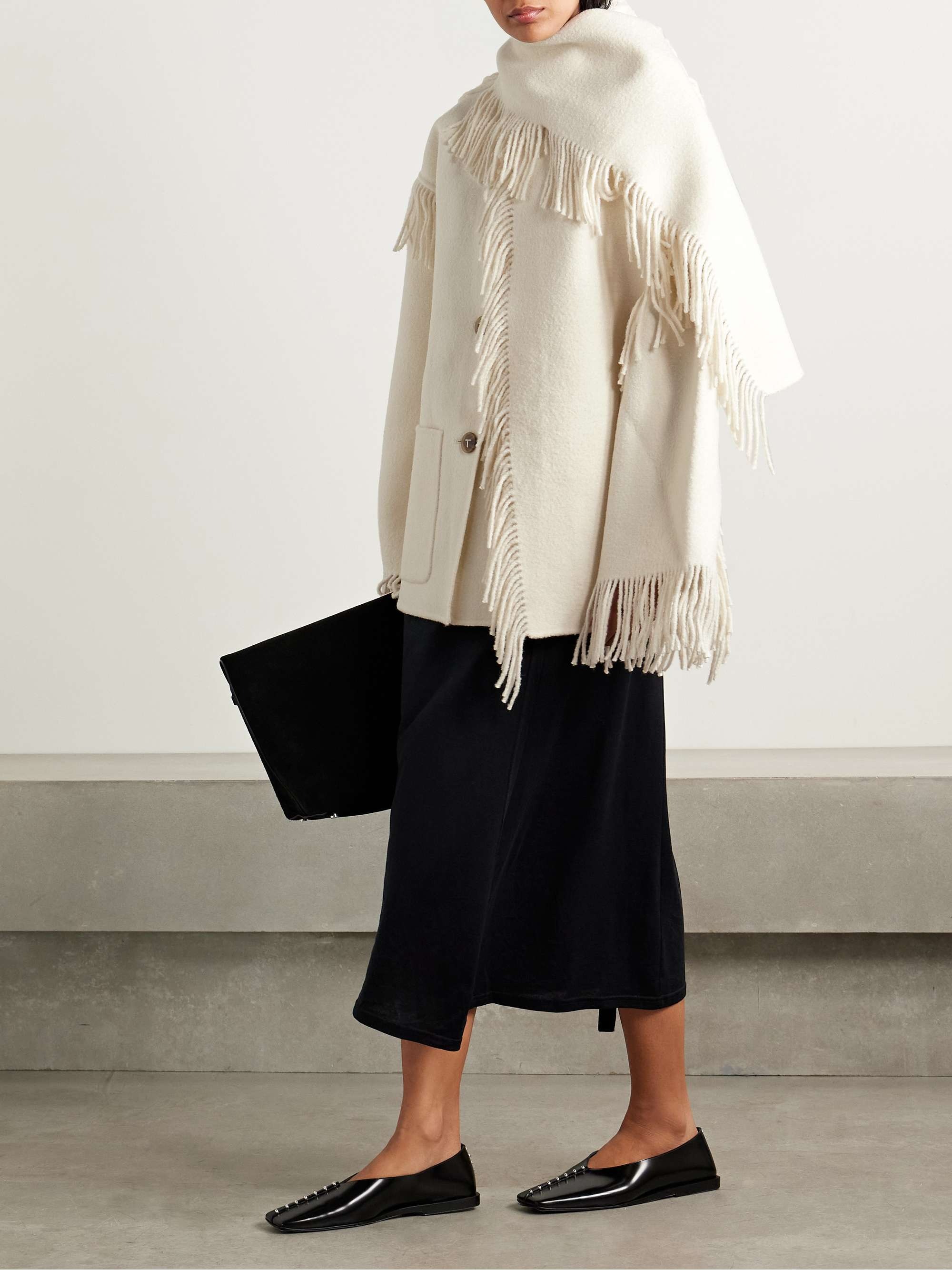 Toteme, Draped fringed wool-blend jacket