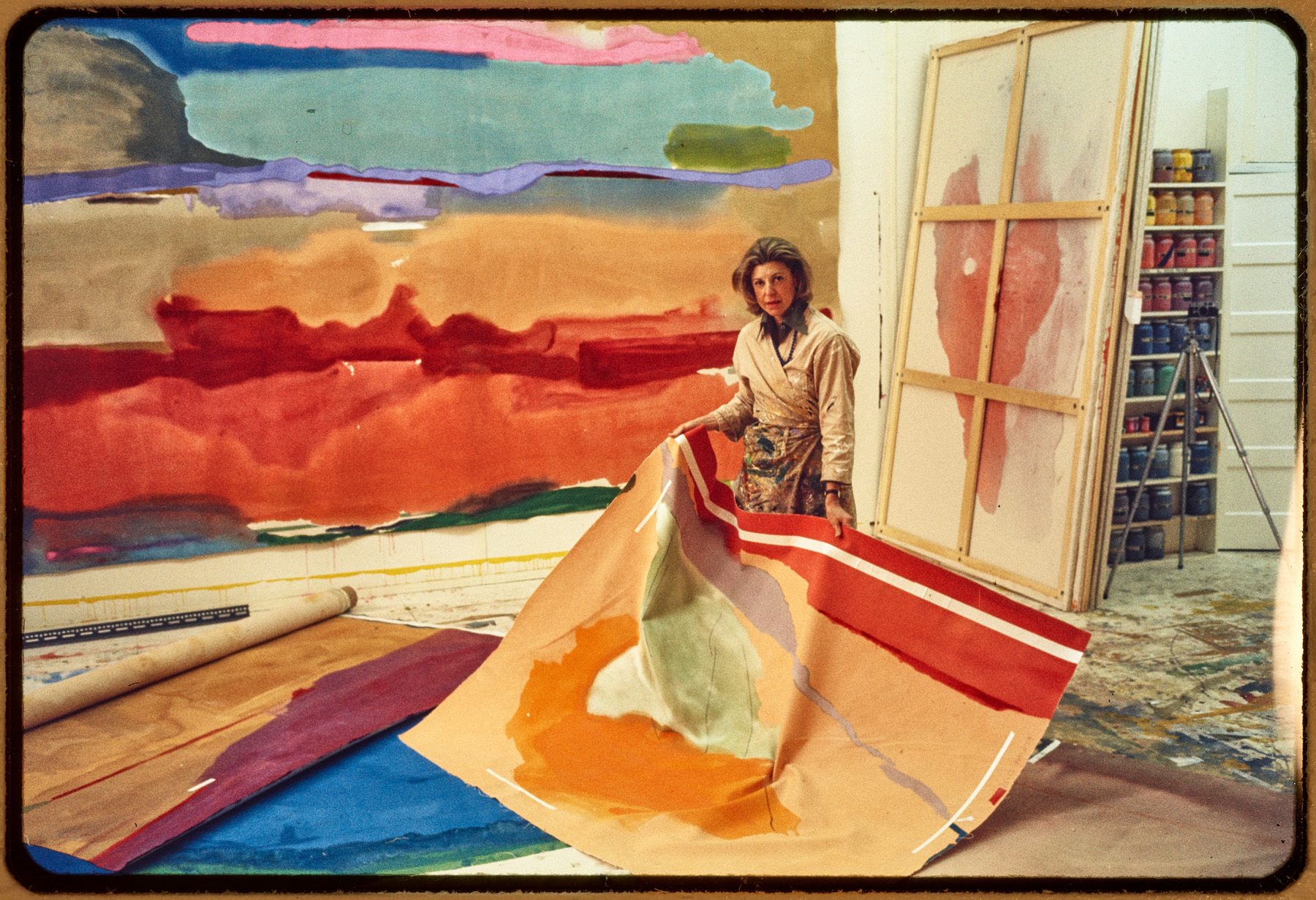 Frankenthaler in her studio on East 83rd Street, New York, 1974;
