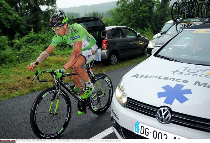 Peter Sagan (Cannondale) was among the many crashed riders keeping race medics busy on stage 6