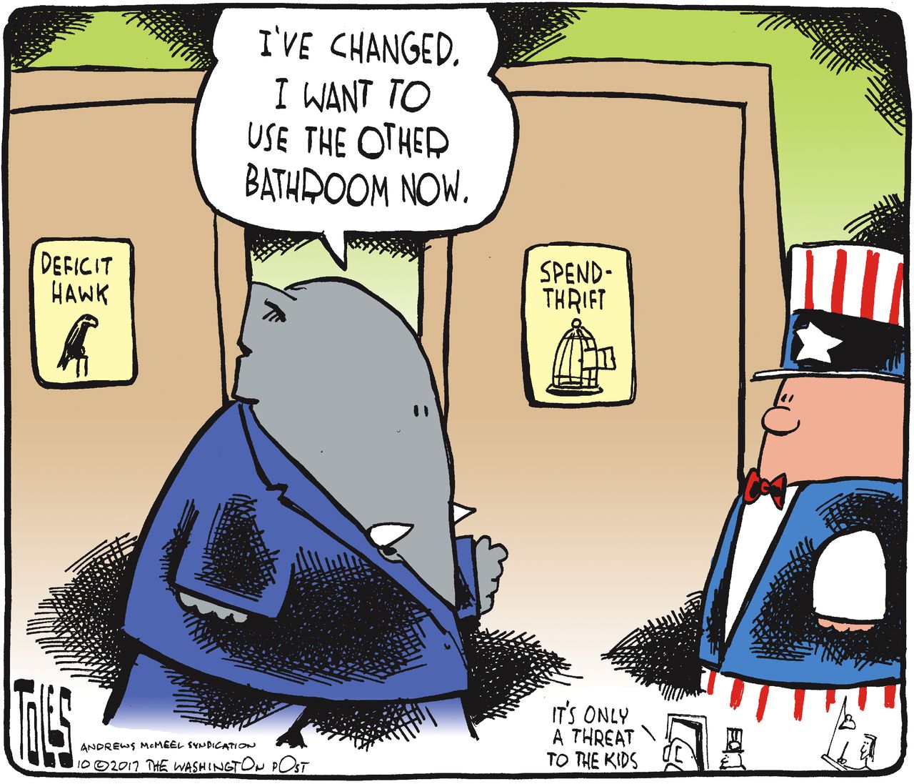 Political cartoon U.S. GOP budget deficit