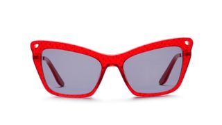 Sunglasses for round faces: Lulu Guinness Red Sketched Lips and Heart Sunglasses