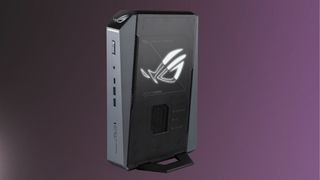 ASUS ROG GR70 mini pc on a gradient background