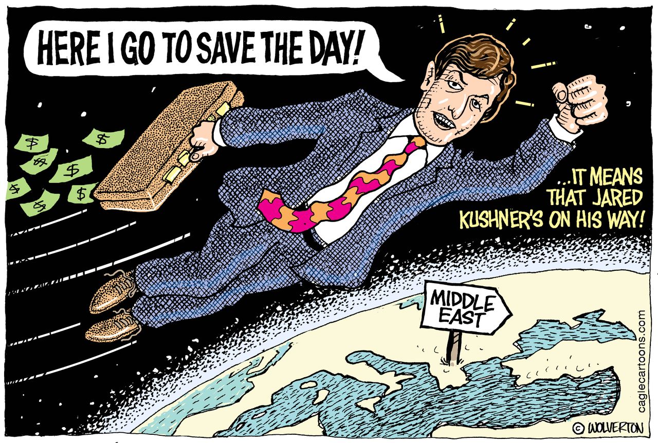 Political cartoon U.S. Jared Kushner Middle East peace deal