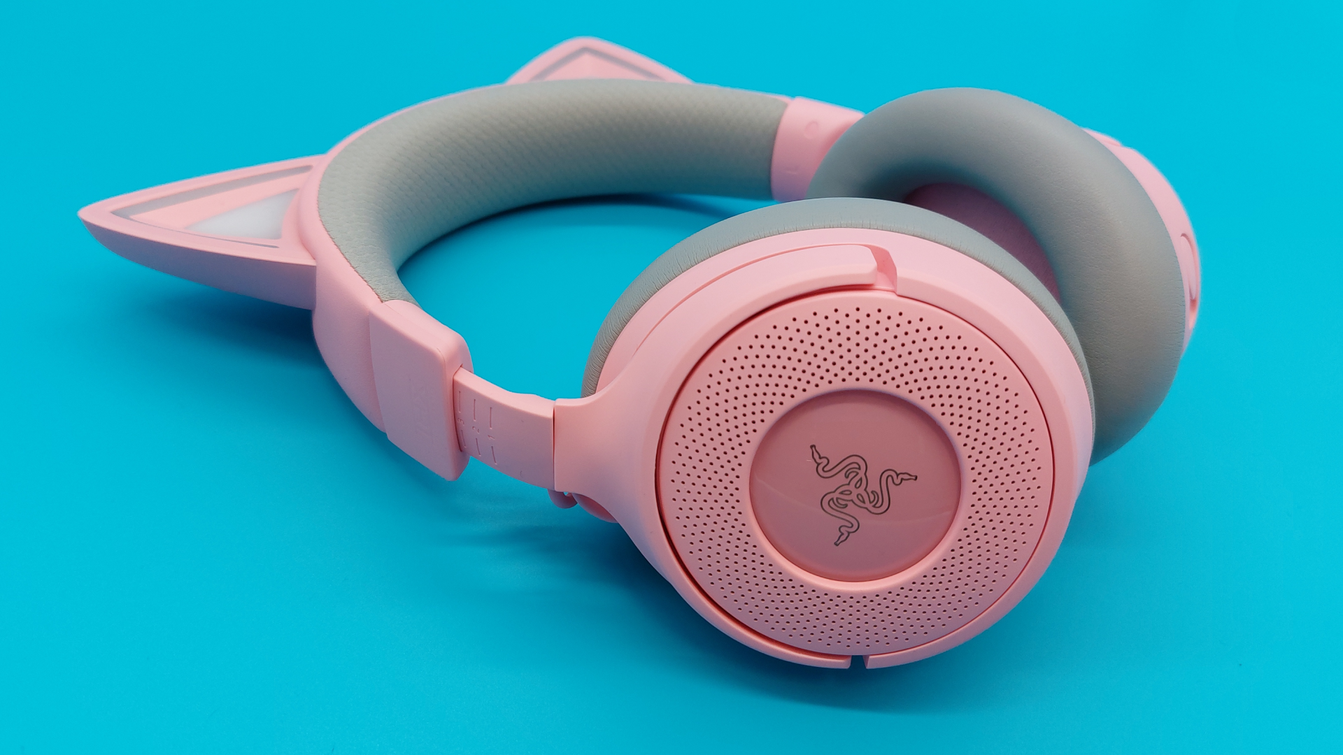 The Kraken Kitty V3 Pro wireless gaming headset in quartz pink.