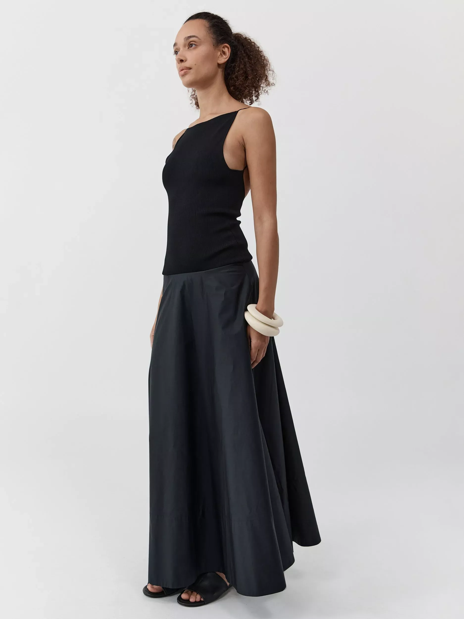 St. Agni Backless Circle Hem Maxi Dress, Black