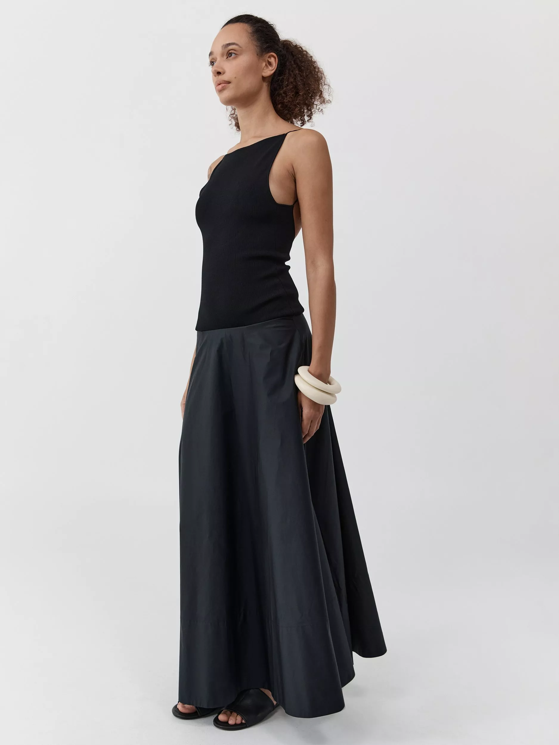 St. Agni Backless Circle Hem Maxi Dress, Black