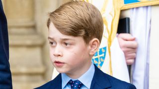 Prince George of Cambridge attends the memorial service for the Duke Of Edinburgh