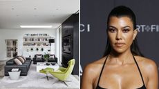 Monochrome living room and Kourtney Kardashian