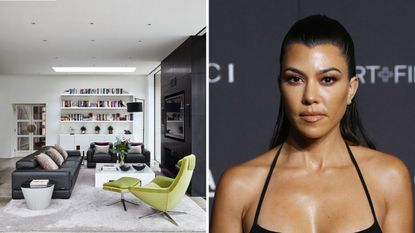 Monochrome living room and Kourtney Kardashian