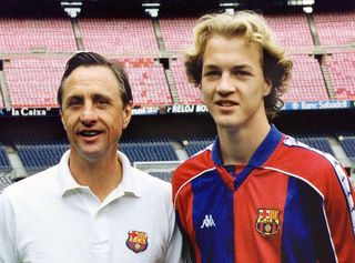 Johan Cruyff with son Jordi Cruyff at Barcelona in 1995.