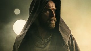 Et bilde av Ewan McGregor som Obi-Wan Kenobi i mørke og tåkete omgivelser