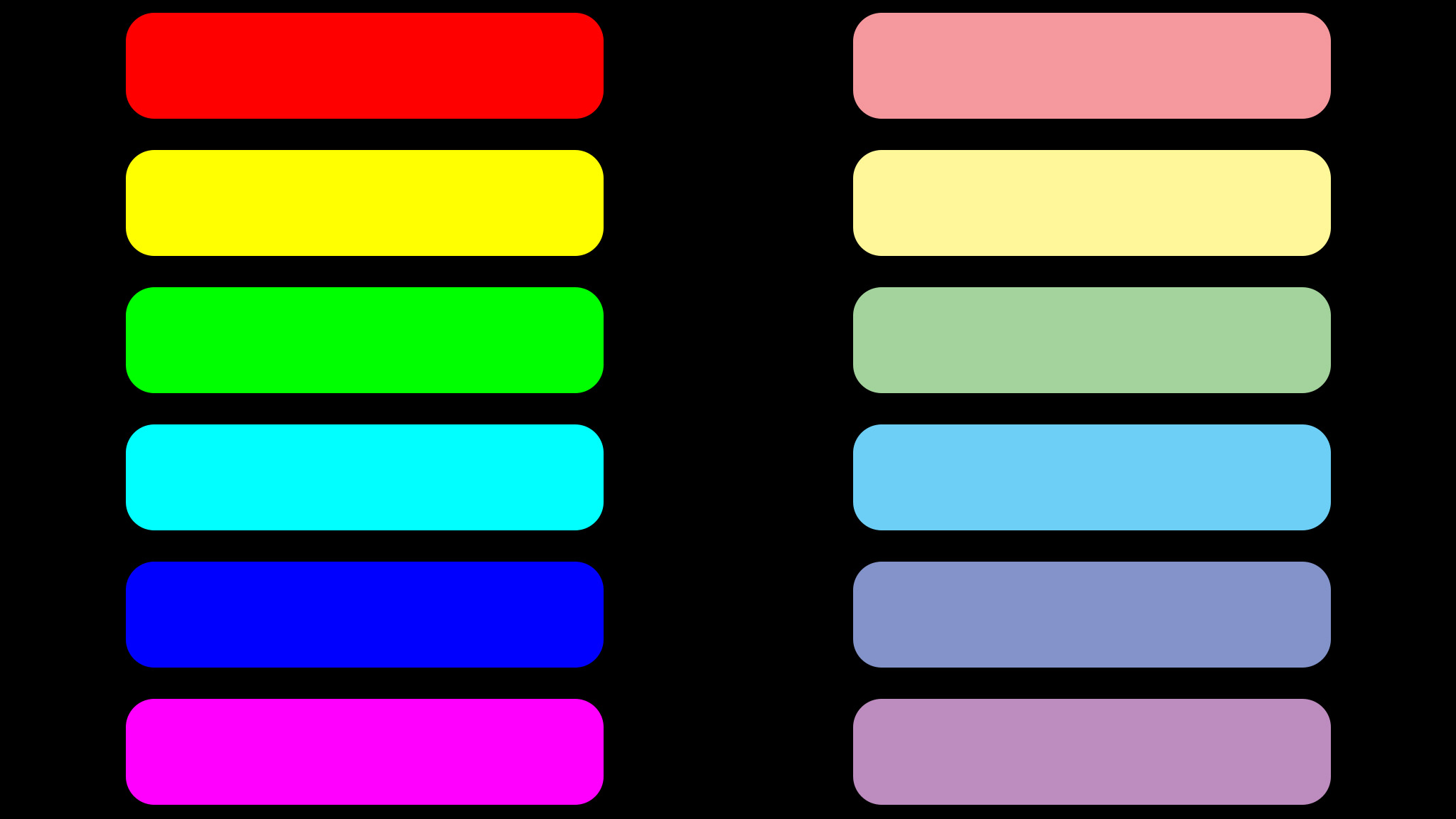 Comparing standard versus pastel versions of RGB colors