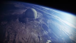 The Traveller from Destiny 2 viewed from orbit over Earth.