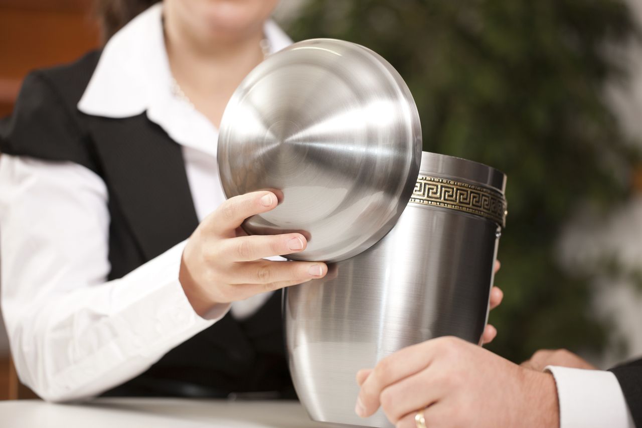 An urn used for cremation ashes