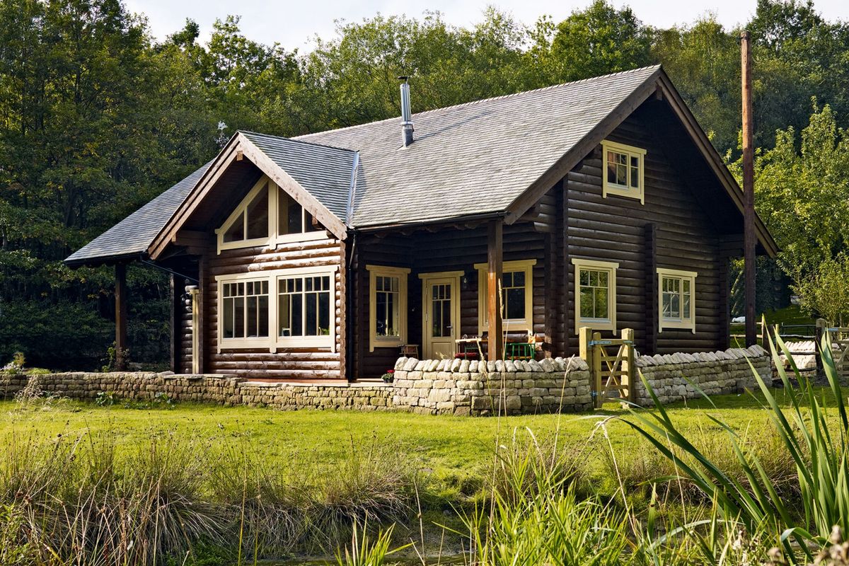 Log cabin self build on a woodland plot in Derbyshire