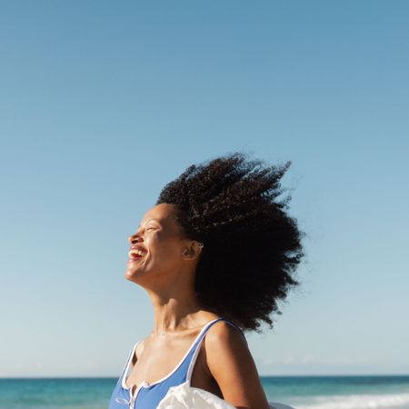 Women smiling on the beach