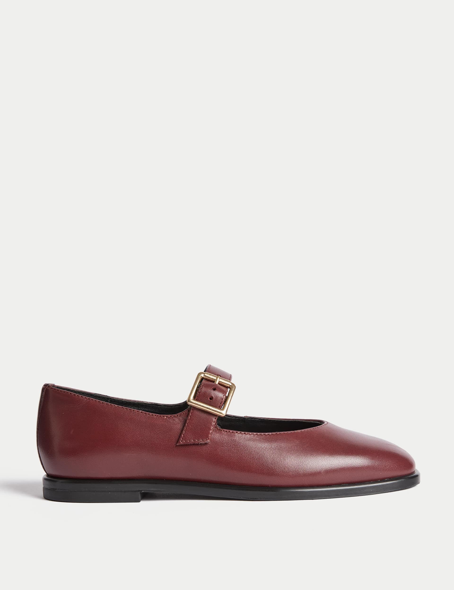 Leather Strappy Flat Pumps