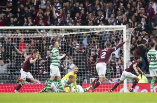 Ryan Edwards celebrates putting Hearts in front