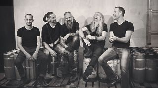 Lazuli b/w image from 2020 of the band laughing backstage