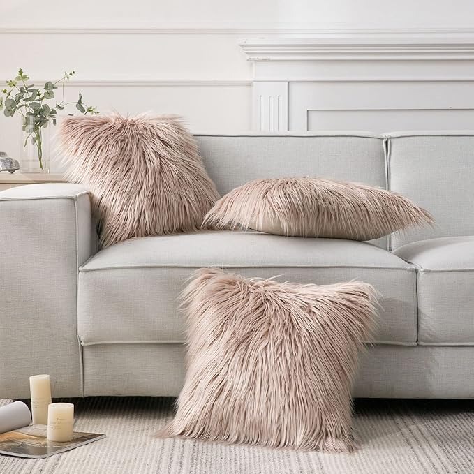Phantoscope Faux Fur Solid Decorative Pillow Cover