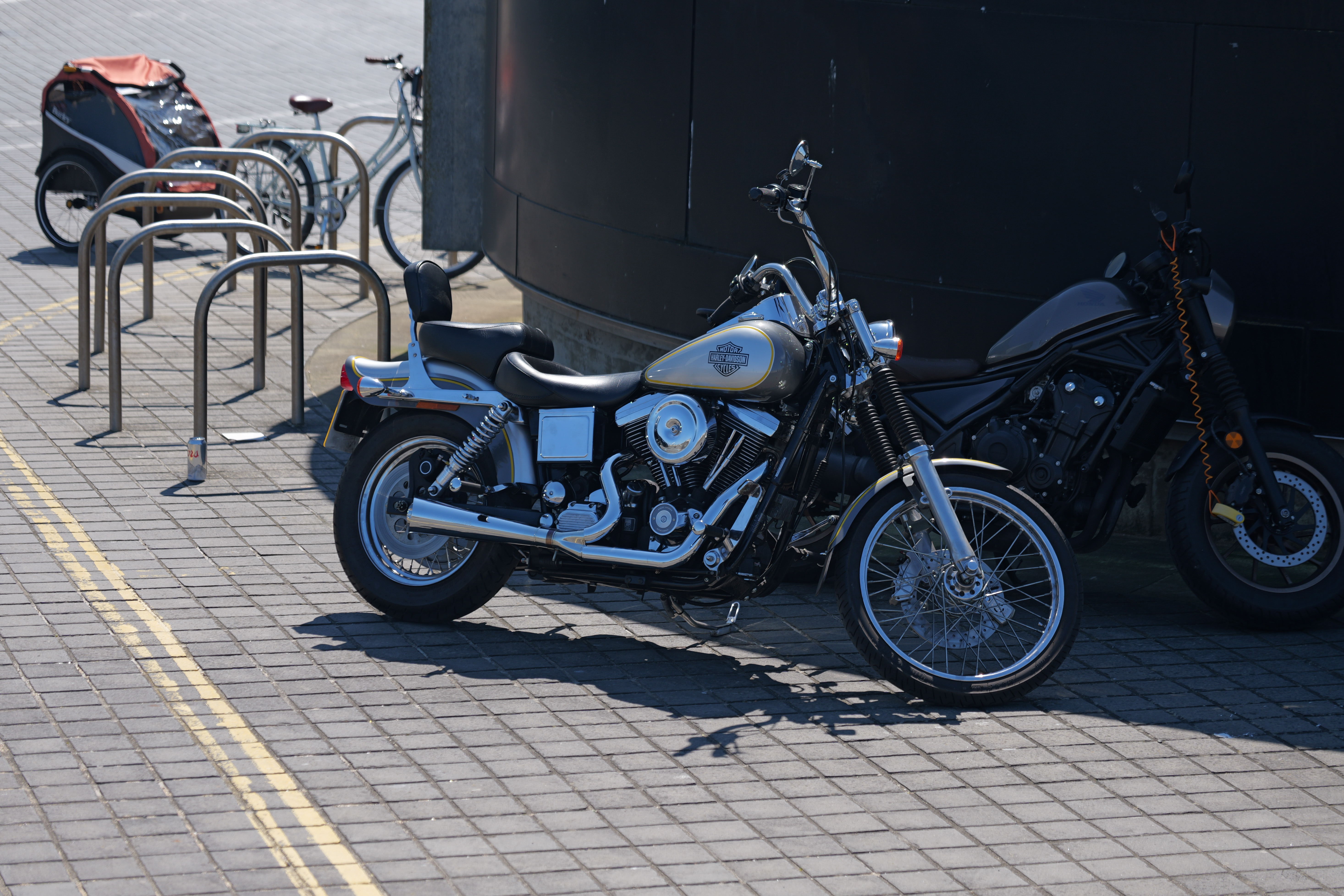 A Harley-Davidson motorcycle parked
