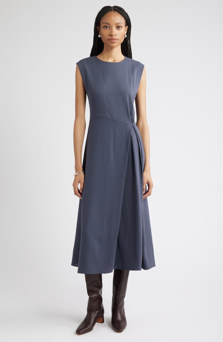Front Pleat Midi Dress